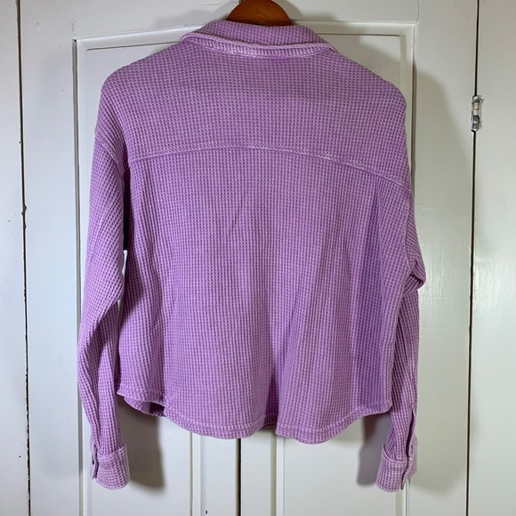 Hippie Rose Waffle Knit Button Up Shirt Lavender Purple Long Sleeve Size M - Picture 2 of 12